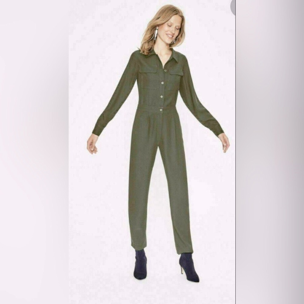 NWT! Boden Women's Zada straight leg Olive Green Jumpsuit sz 10P